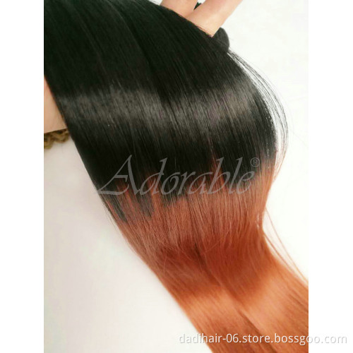 synthetic silk straight yaki wave hair products,wholesale two tone color artificial yaki wave types of hair bulk for black woman